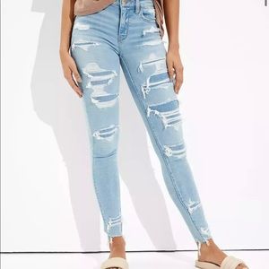 American Eagle Ne(x)t Level Stretch Patched High-Waisted Ripped Jeans